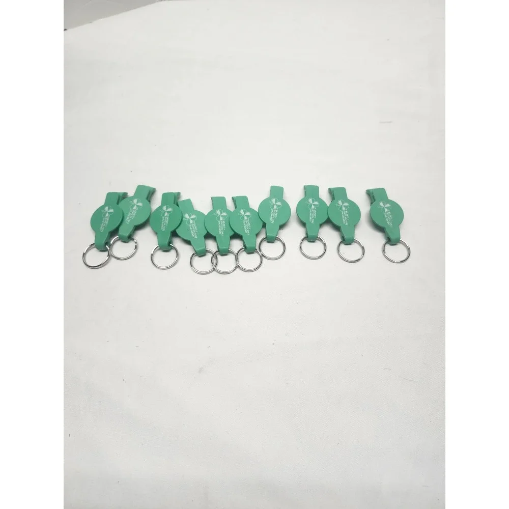 Lot of 10 Teal Green Plastic Bottle Opener / Keychains Overrun